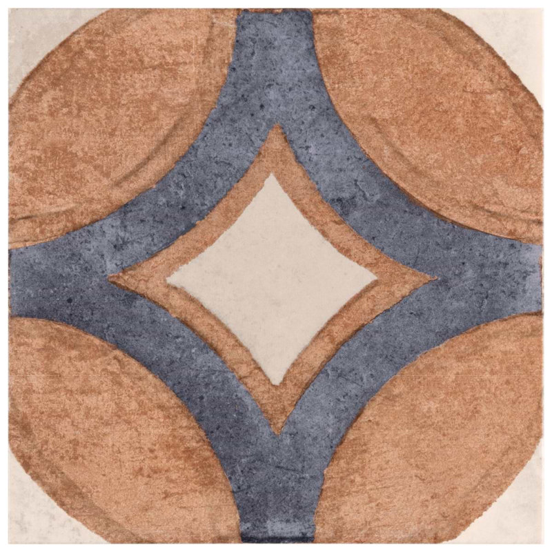 Angela Harris Mediterra 7.87 In. X 7.87 In. Matte Porcelain Floor And Wall Tile (10.76 Sq. Ft. / Case) , Circles Cotta