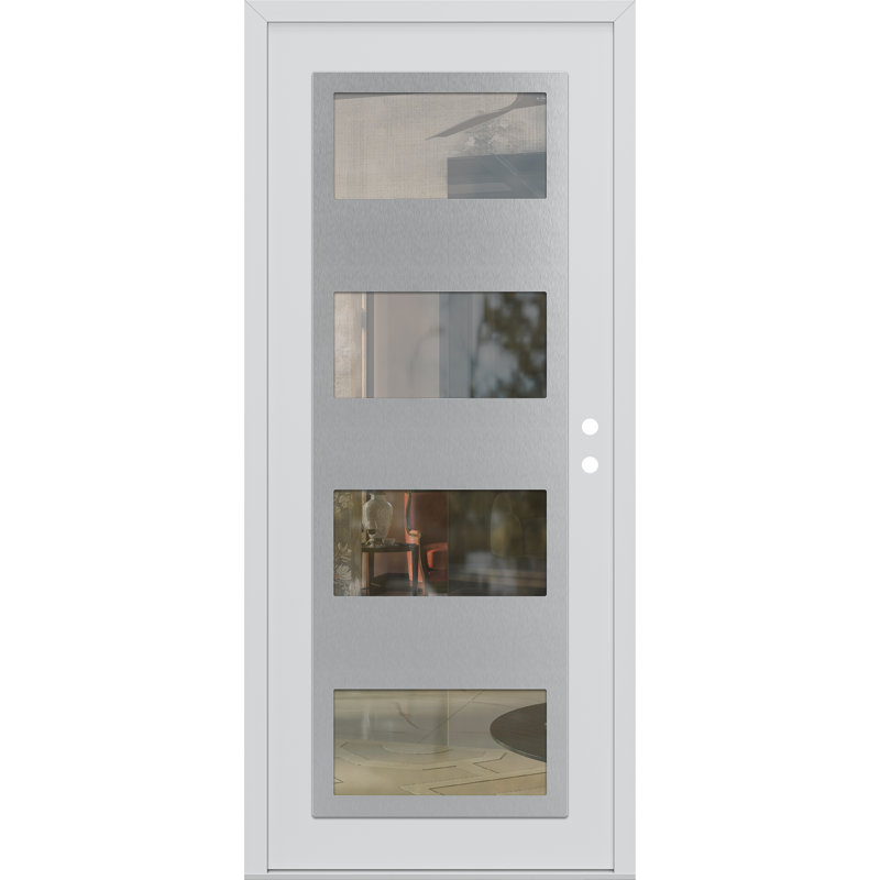 Porte d'entrée pré-suspendue blanc / blanc, Clair, Gauche