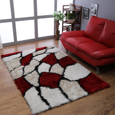 Rennick Hand Tufted Shag Polyester Eco-Friendly Area Rugs - 6' x 9', Rectangle, Multicolor, Contemporary Modern Design, High Pile Thick Handmade Anti Skid Area Rugs for Living Room, Bed Room