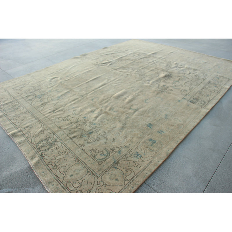 Tapis turc rétro tissé à la main dans des couleurs vives, idéal pour les grands espaces de vie