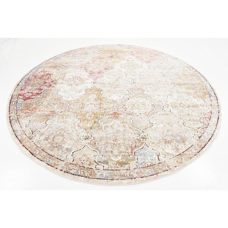 Tapis à motif oriental kaki Widger, Rond 8 pi