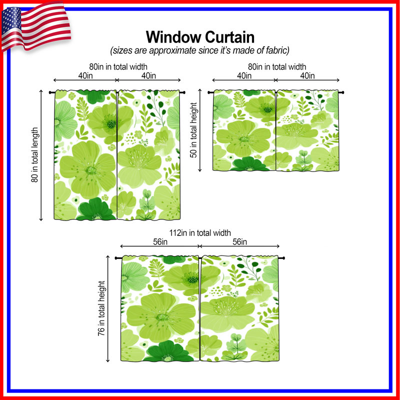 Rideaux de fenêtre à motif floral obscurcissant et obscurcissant - 2 panneaux, 40in x 50in - 2 panels, Transparent