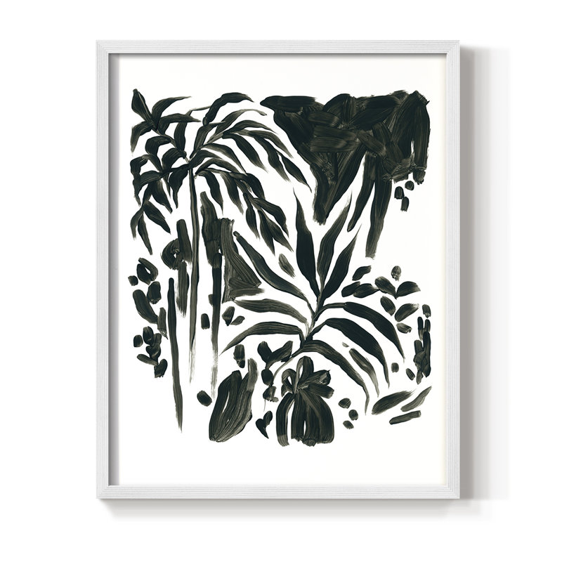 Encre Jungle II, reproduction encadrée - bois massif, H 30 po x l 24 po, Blanc