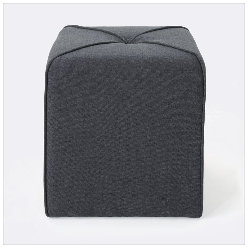 Cassella Upholstered Ottoman, Charcoal Gray Performance Basketweave
