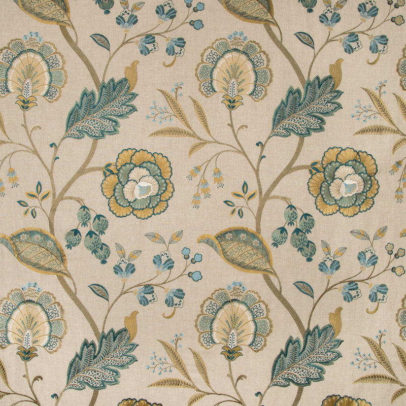 Manor House Aston Embroidery Fabric, Teal
