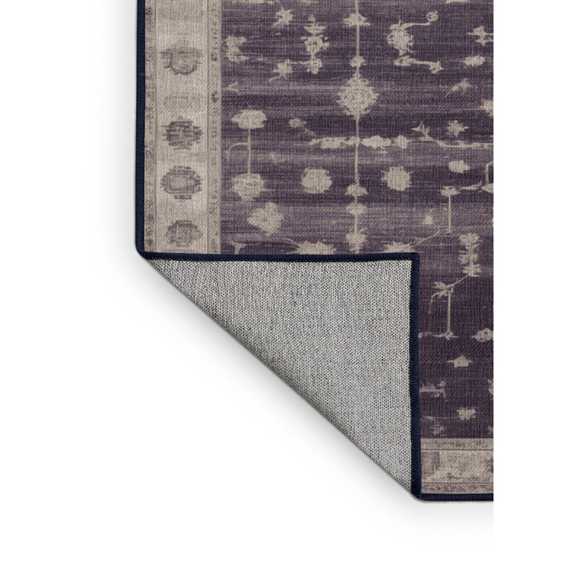 Tapis mauve lavable à la machine, Rond 7 pi