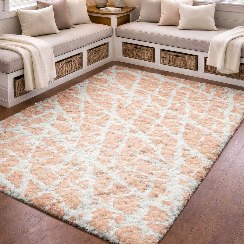 Tapis craquelé de première qualité ADS501, Pêche, 8 pi x 10 pi