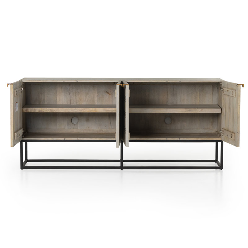Kelby 69'' W Sideboard, Light Wash Carved Mango