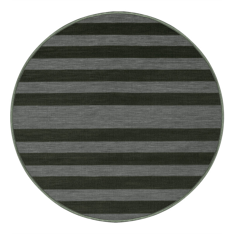 Tapis vert à rayures horizontales lavable à la machine, Rond 3 pi