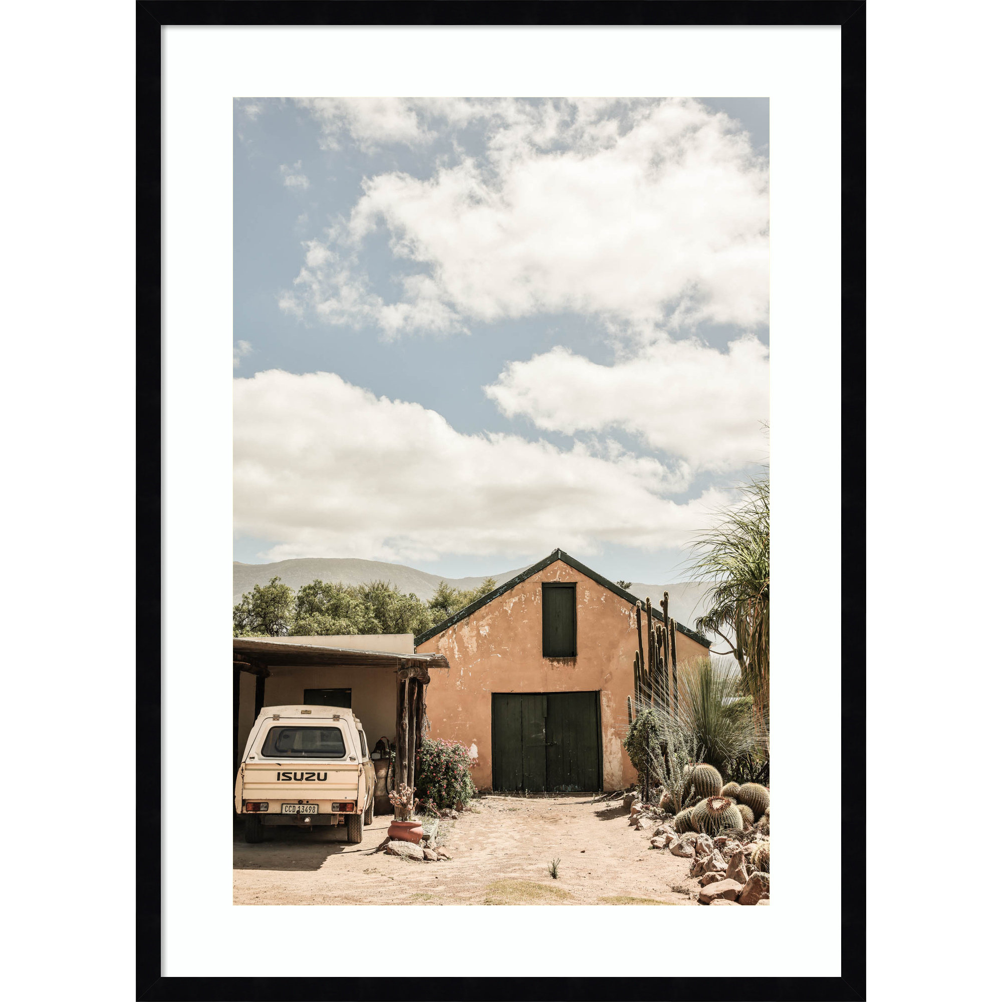 Karoo Farm House 02 by Shot by Clint Wood Framed Wall Art Print, Black Framed, 33" H x 24" W