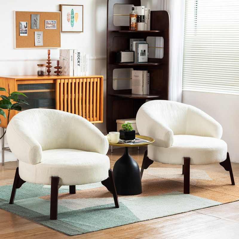 Debbera 25.98'' Upholstered Velvet Accent Chairs, White Velvet