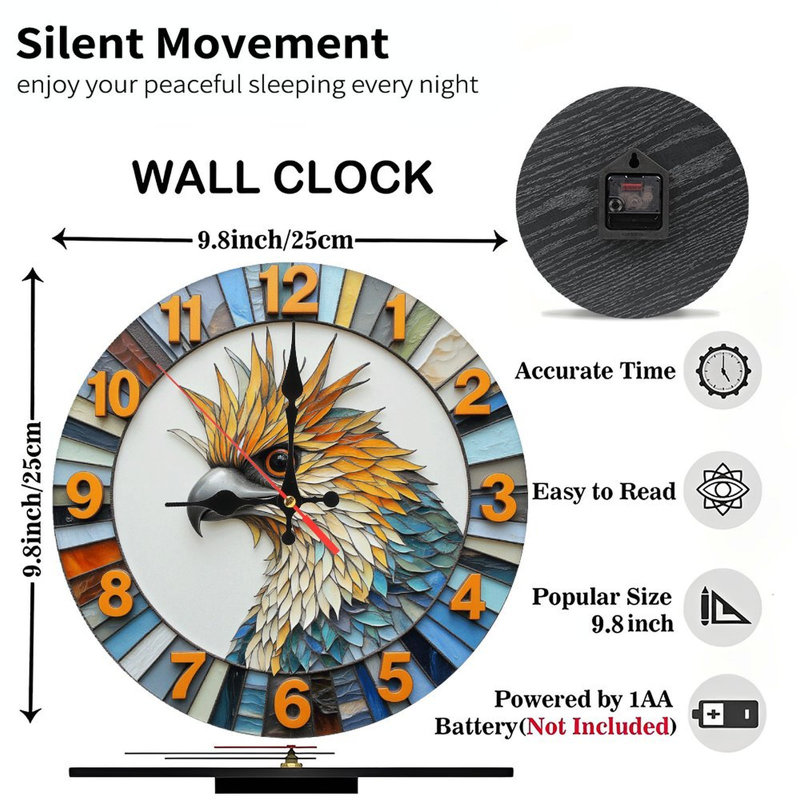 Artistic Eagle Wall Clock Decor for Home Interiors