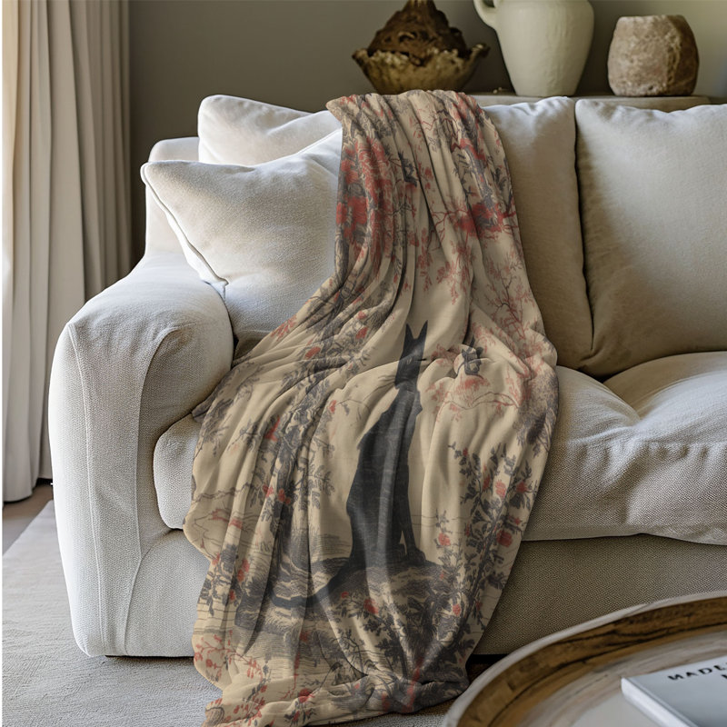 Toile de Feline - Couverture sherpa de qualité supérieure 1 pièce, Grand lit