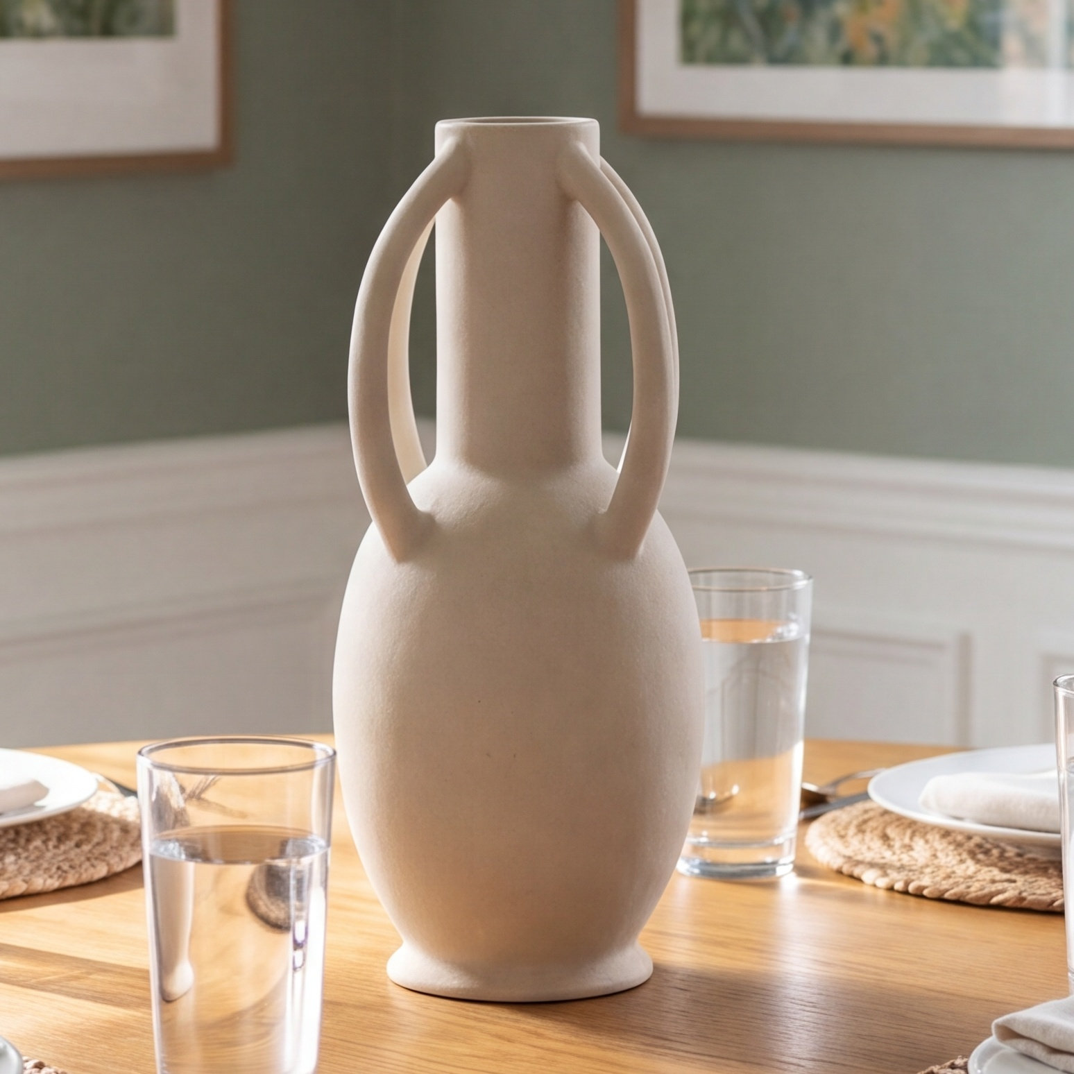 Calista Ceramic Table Vase, 13.95" H x 13.95" W x 13.95" D, Cream