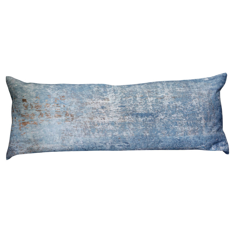 Norman Wyatt Home - Resonate - Designer Down Filled Pillow - 14 x 36 x 6, Blue/White/Brown  Abstract