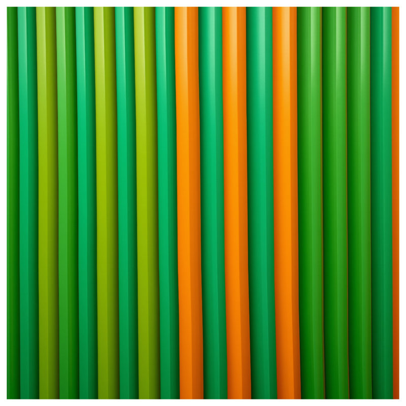Édredon vert et orange à rayures verticales, Lit simple