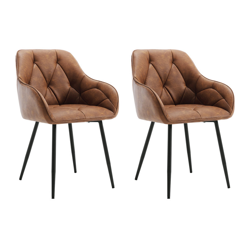 Rigney 50.5cm H Upholstered Metal Side Chair, Brown, 2