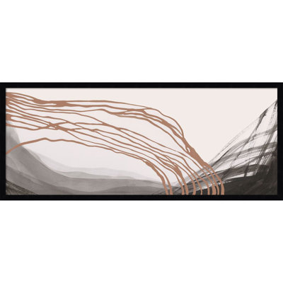  Framed Fabric Pinboard, Flowing Lines Over Dark Landscape by PI Studio Printed Bulletin Board for Use as a Vision Board or Wall Organization