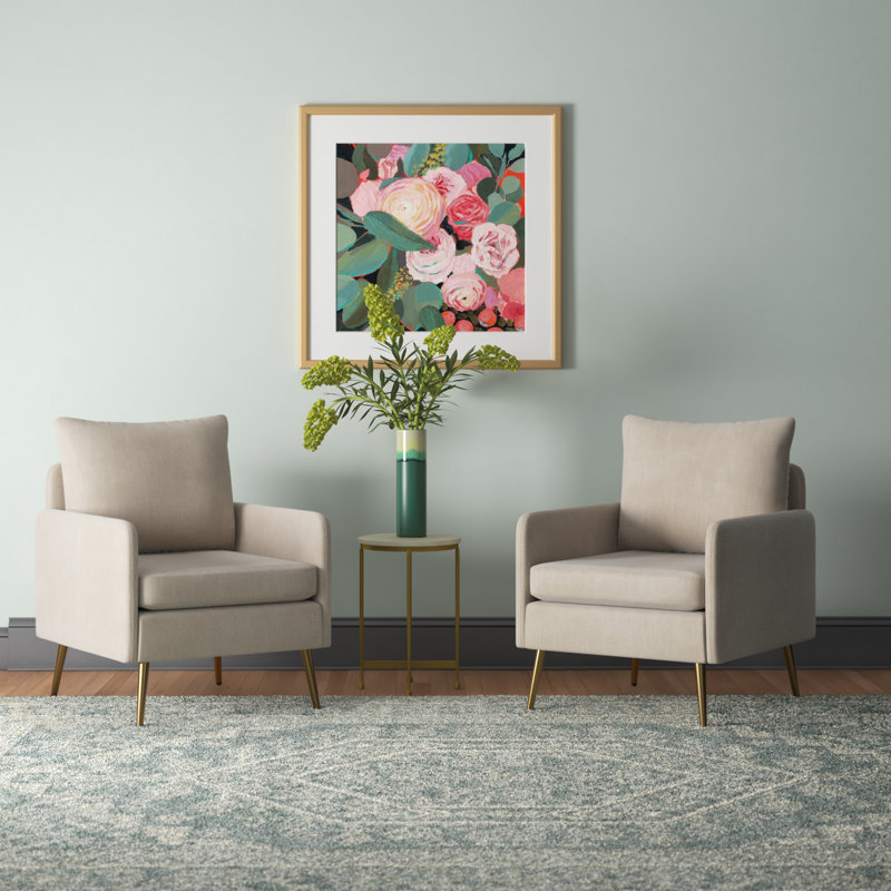 Werner 27.3" W Polyester Armchair, Ivory Polyester