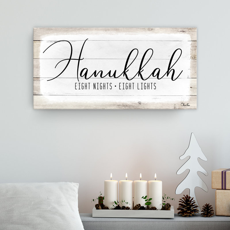 Reproduction d’art textuel sur toile tendue "Hanoukka" par Olivia rose, H 8 po x l 16 po x P 1,5 po