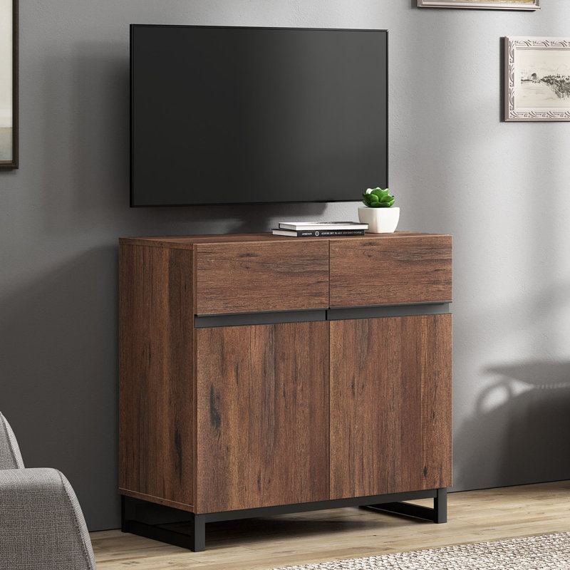 Crédence de rangement l 31,5 po Aadam, Bois brun foncé