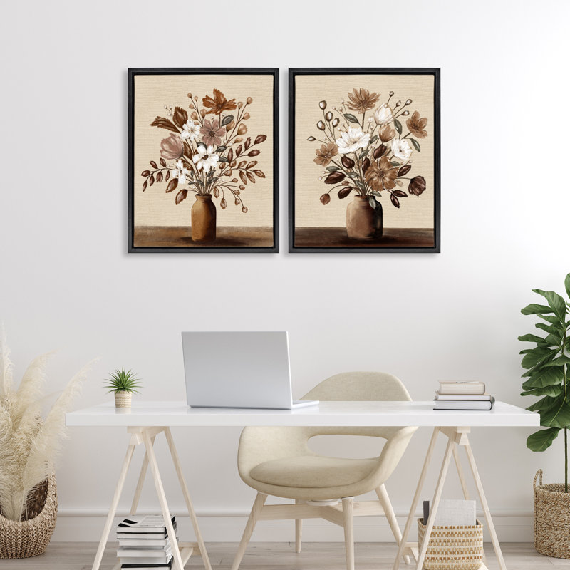 Ensemble de 2 vases Mocha Bouquet Vases, design par Kristen Dalpiaz, Cadre flottant noir de jais, H 21 po x l 17 po