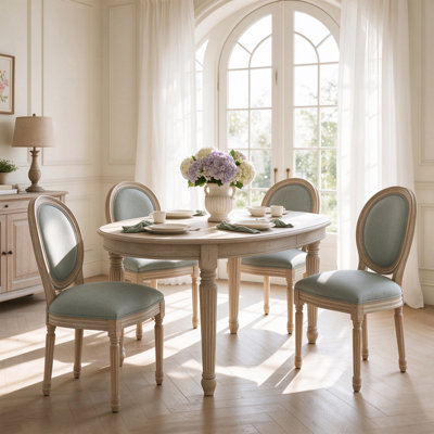 4piece-Upholstered Side Chair king Louis Back Solid Wood Dining Chairs