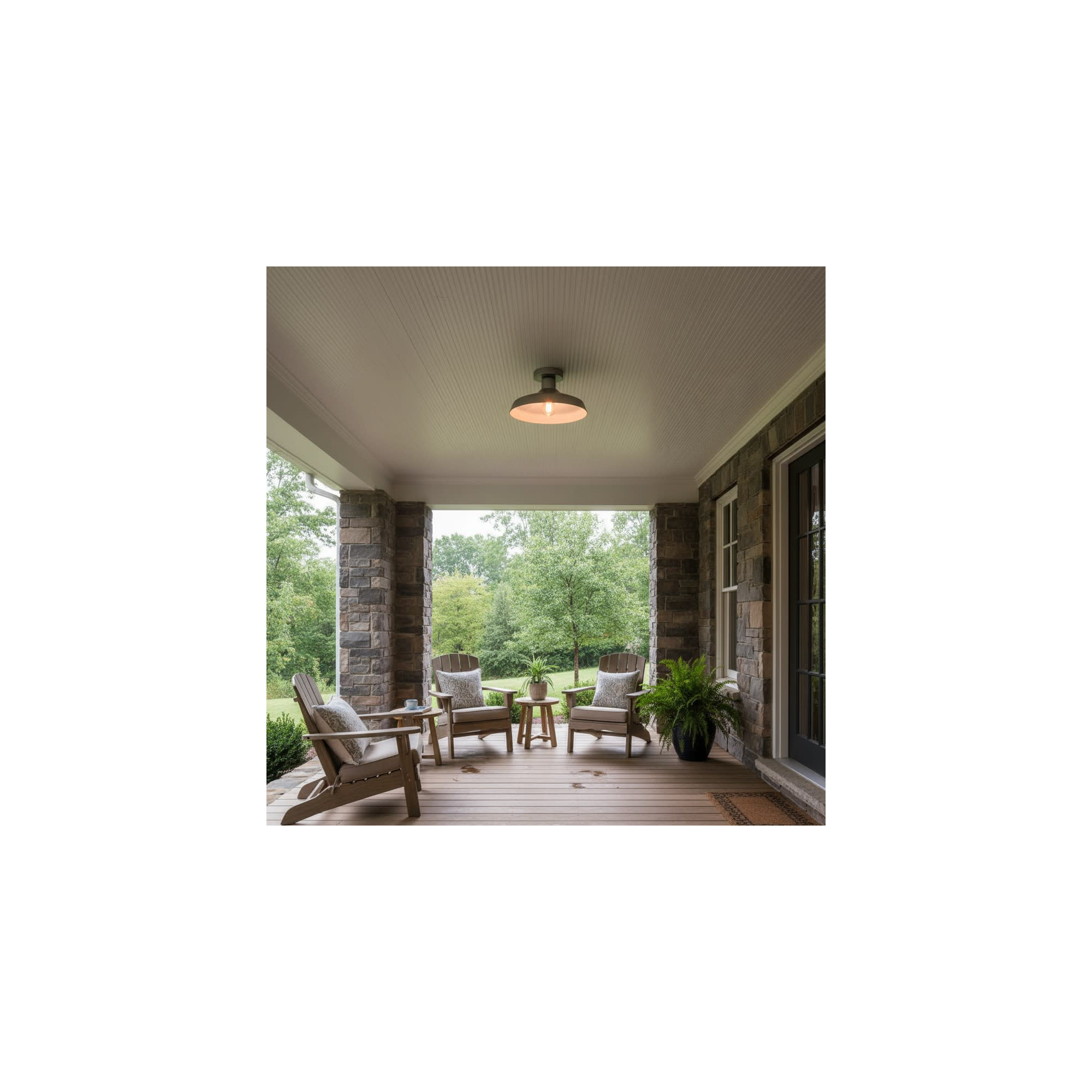 Vanielle Bell Outdoor Semi Flush Mount, Antique Brushed Aluminum