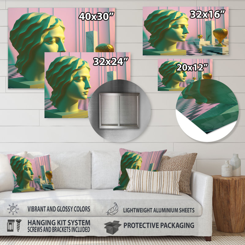 Marbre femme univers surréaliste I - Déco murale en métal femme moderne - MT81948, H 12 po x l 20 po x P 1 po