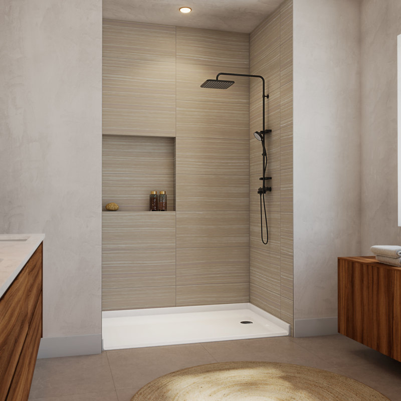 Base de douche 60 x 33 avec bonde droite DreamLine Crest, Oui, P 60 x L 33