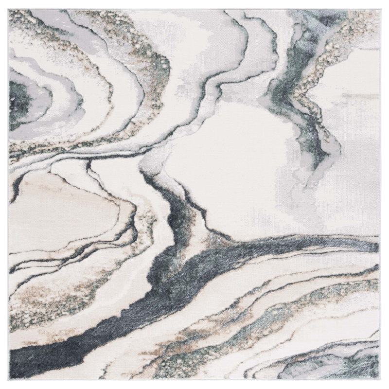 Joonyoung 100 Performance Abstract Rug, Square 6'7"