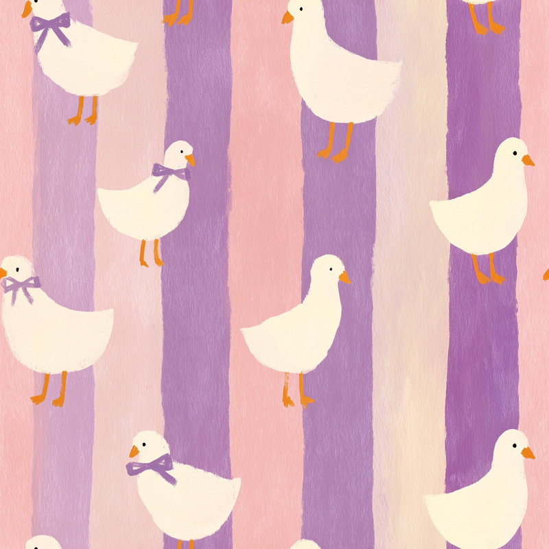 Papier peint à rayures pastel Ducks, Non-collé
