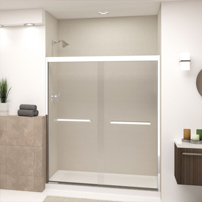 Transolid Frederick semi-frameless bypass shower door in 60 in. W x 70 in. H, 5/16 in. clear tempered glass