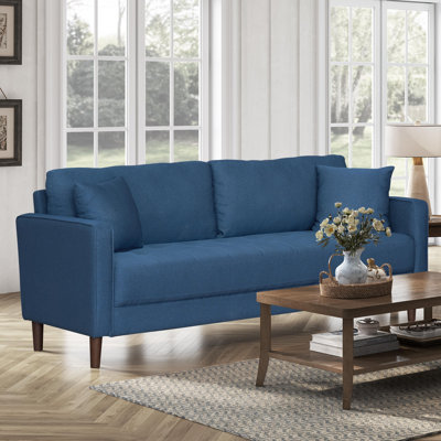 Contemporary Sofa Blue Fabric Upholstered Plush Cushion Tufted Detail Living Room Furniture 1Pc
