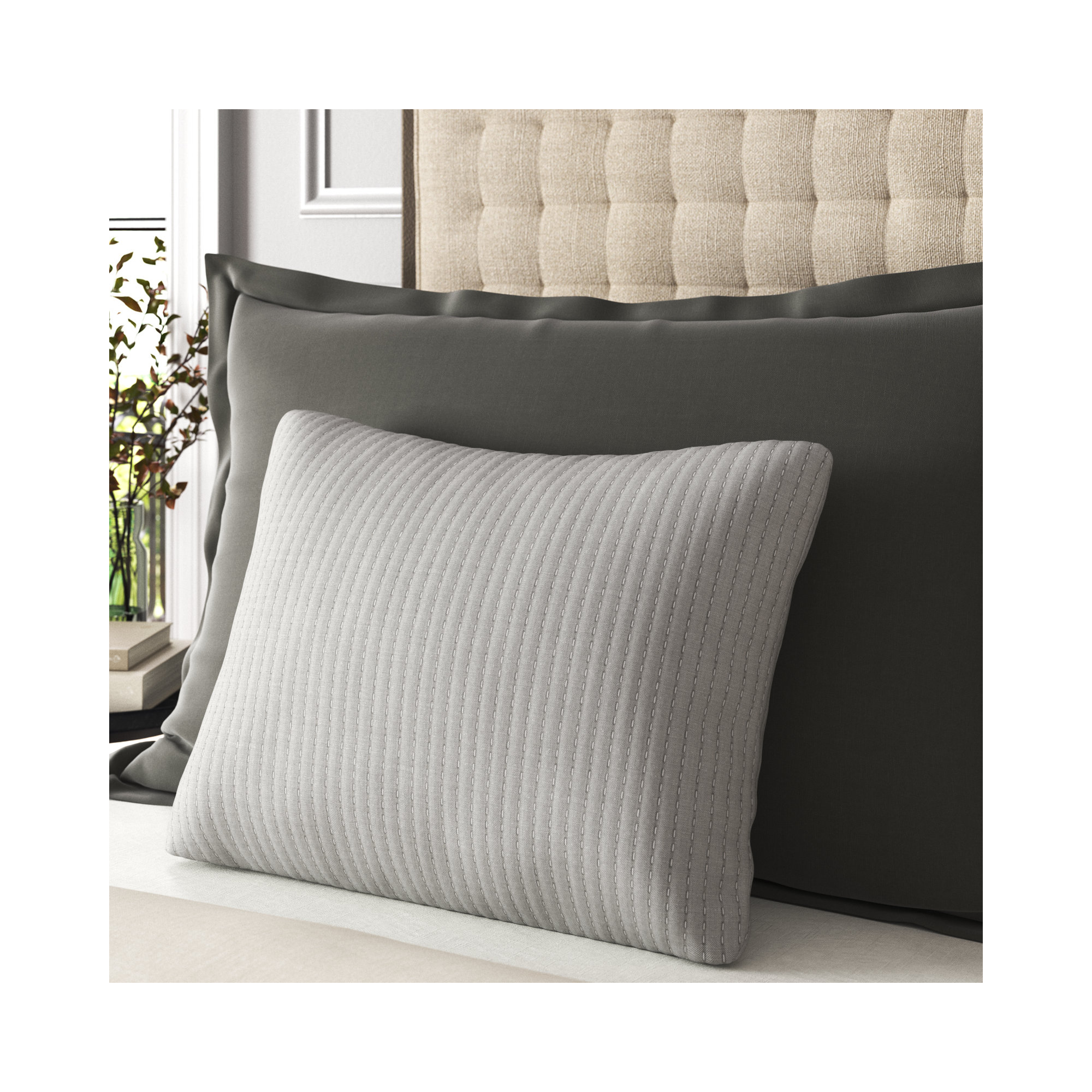 Maybell 100% Cotton Envelope Sham, Standard/Twin, Ash