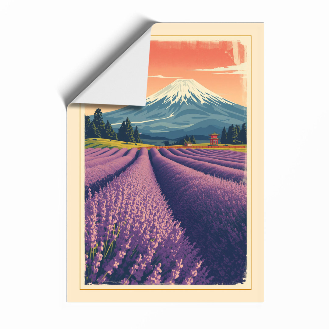 Lavender Fields at Dawn Japandi - Framed Print