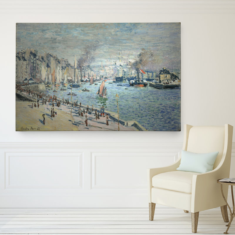 « old outer harbor » par claude monet, reproduction d’art encadrée, H 32 po x l 48 po x P 1,5 po