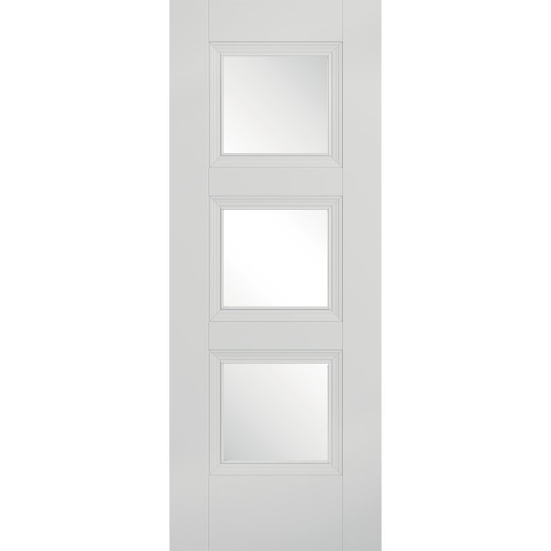 Amsterdam Primed White Glazed Internal Door, 198.1cm H x 68.6cm W x 3.5cm D