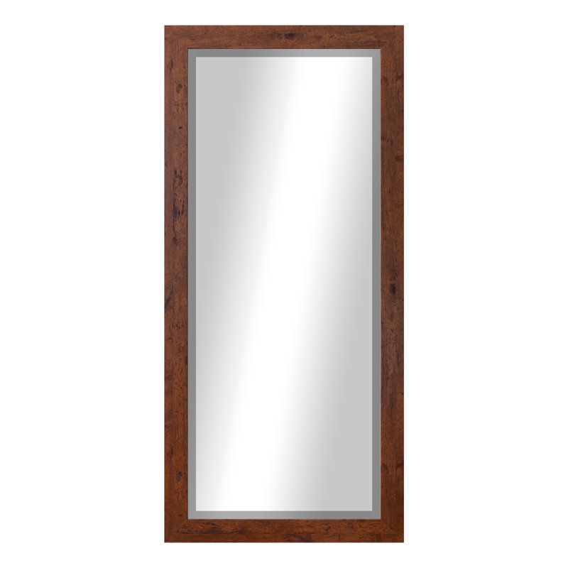 Beveled Full Length Mirror, Dark Walnut