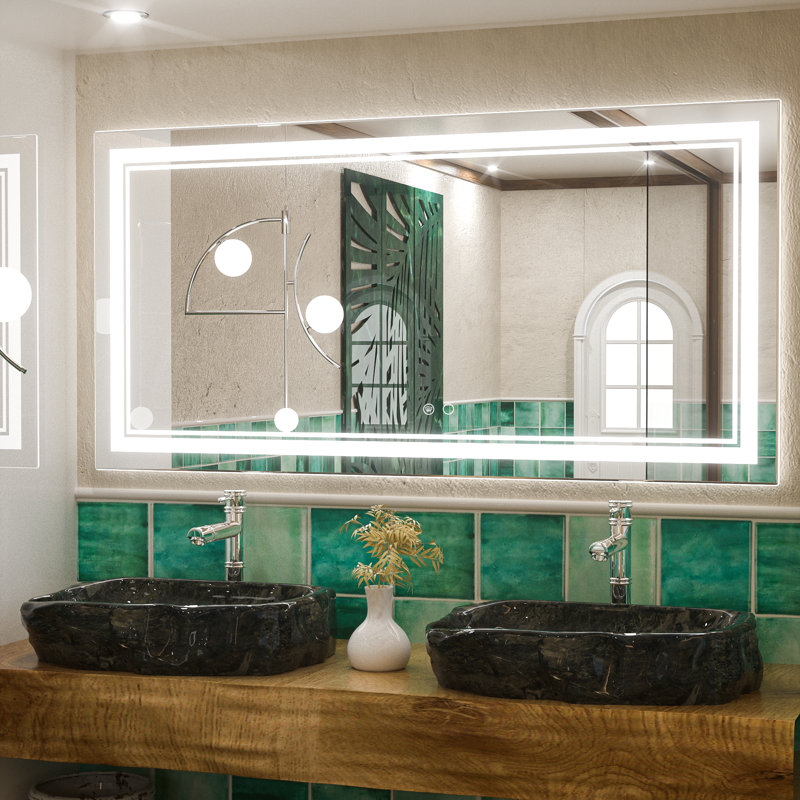 Adorna Frameless LED Lighted Bathroom / Vanity Mirror with Brightness Adjustable, Memory Function, Anti-fog, 24"  x 48" 