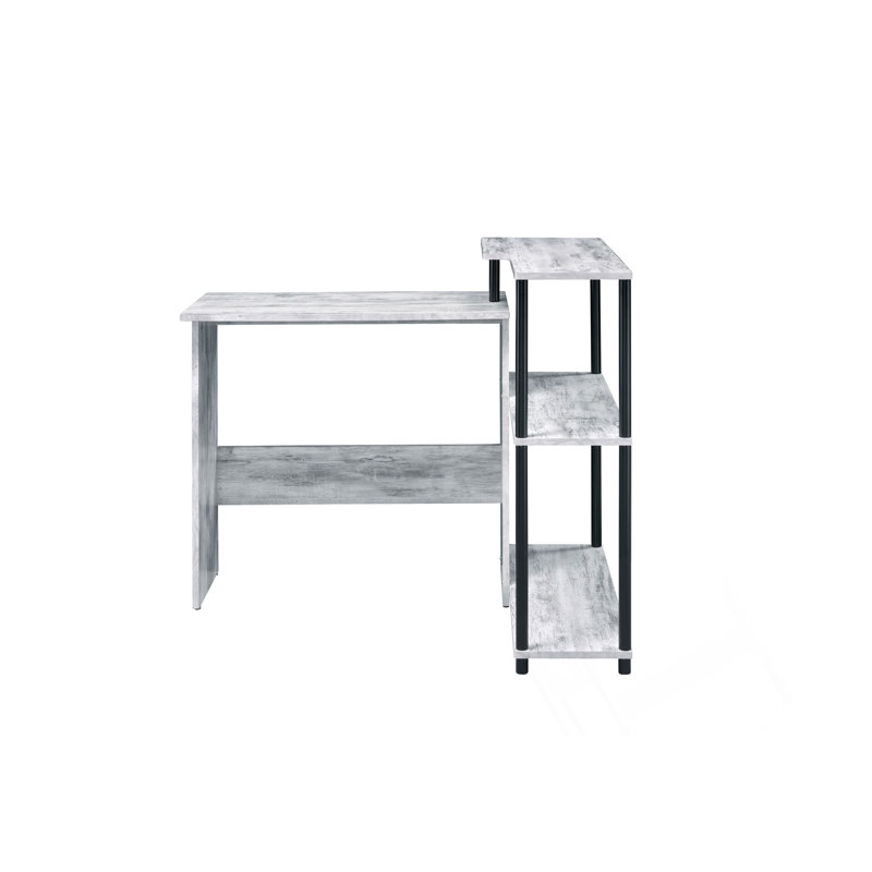L-Shaped Writing Desk With Tiered Storage And Durable Mixed-Material Construction