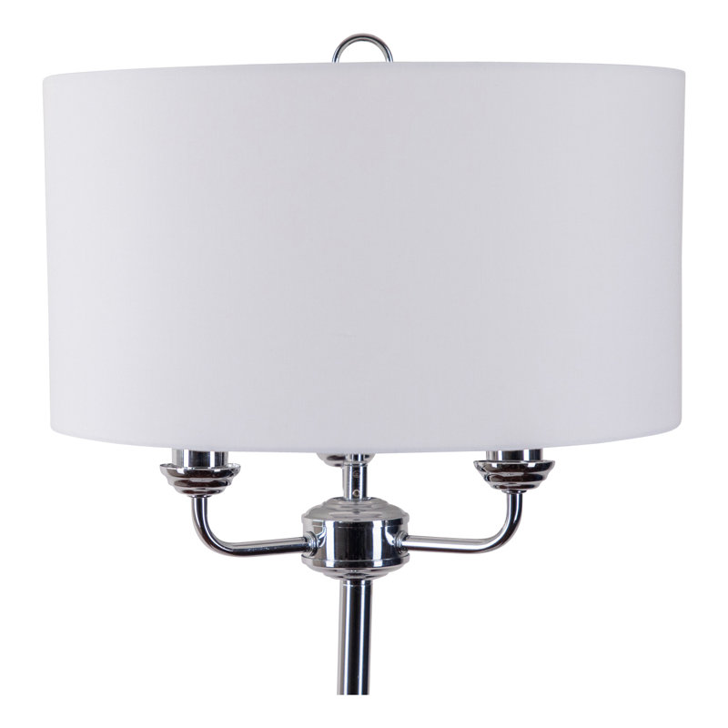 Dunn 154cm Traditional Floor Lamp, Light Cream, Chrome