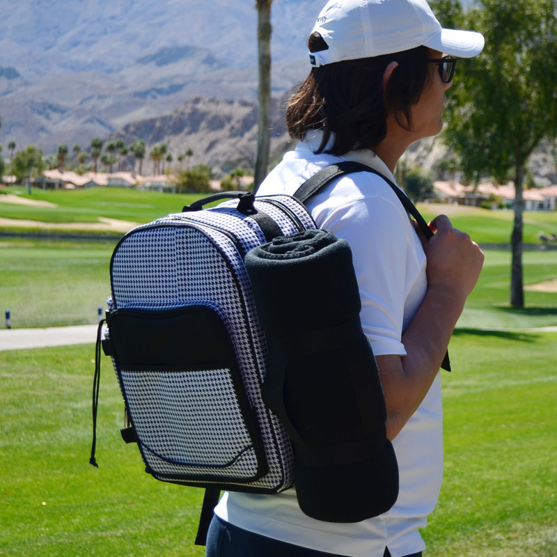 Houndstooth Polyester Picnic Backpack