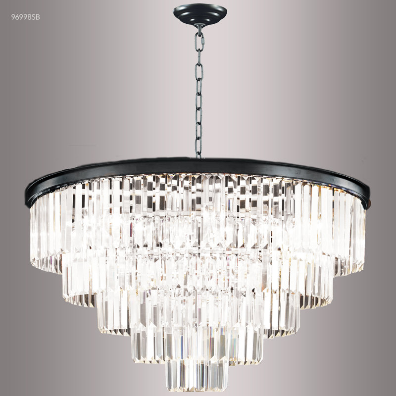 Contemporary Europa 15 - Light Chandelier, Satin Black