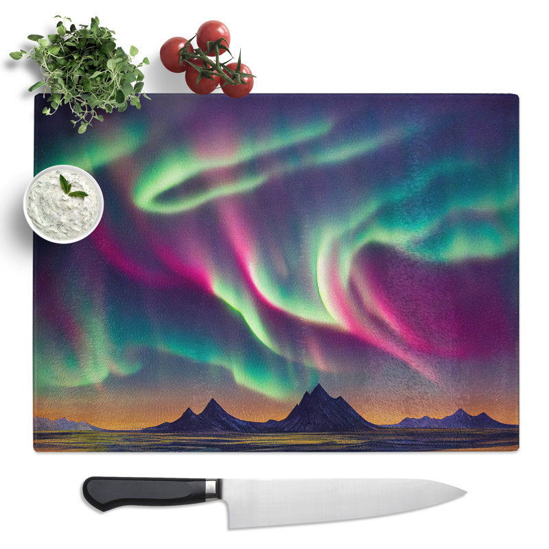 Grand Northern Lights  Glass Chopping Board