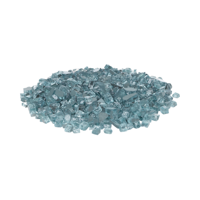 Fire Sense Premium Sparkling Reflective Tempered Fire Glass for Fire Pits Easy to Install-10 Lbs Crystal Clear, Bahama Blue