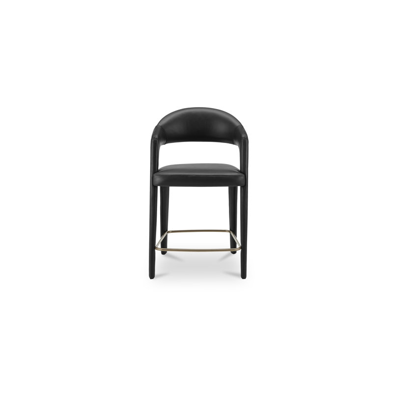 Martens Upholstered Stool, Black Polyester, Counter Stool (26.4" Seat Height)