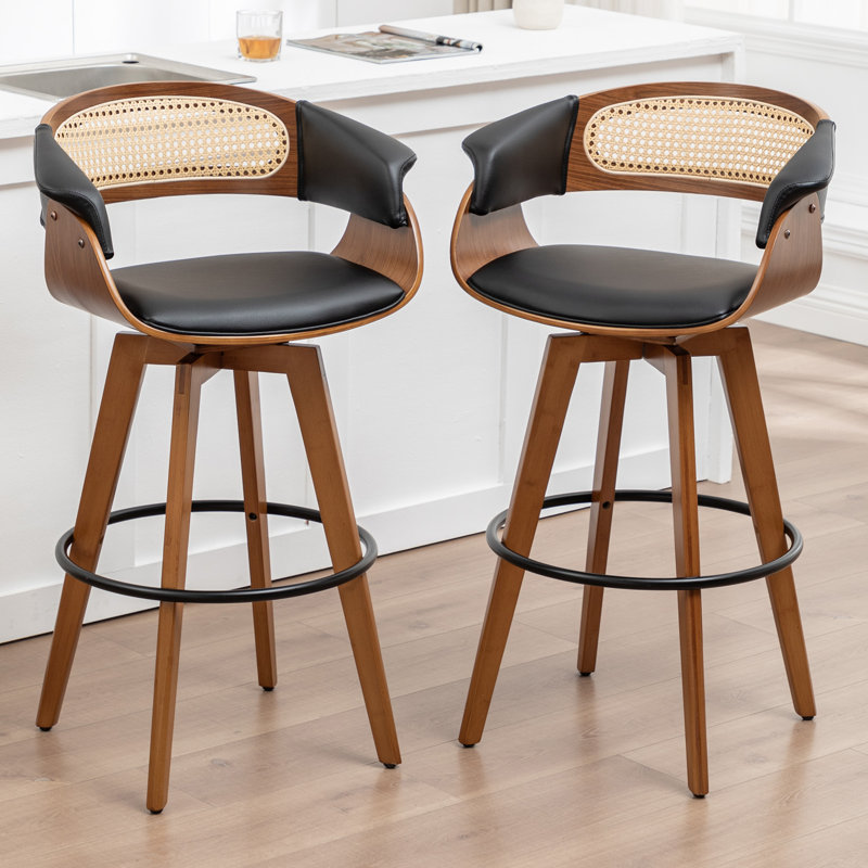 Tabourets de bar pivotants rembourrés, Tabouret de comptoir (siège d'une hauteur de 26,3, Noir