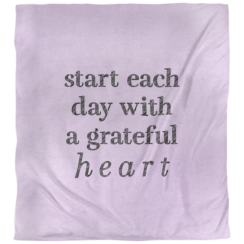 Housse de couette simple à citation gratitude, Housse de couette pour très grand lit, Mauve / Noir