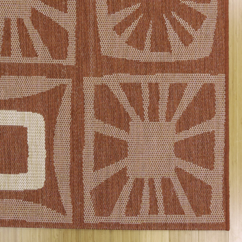Tapis intérieur / extérieur en polypropylène tissé à plat rouge Reyn Spooner Tradewinds Pua Red Hawaiian